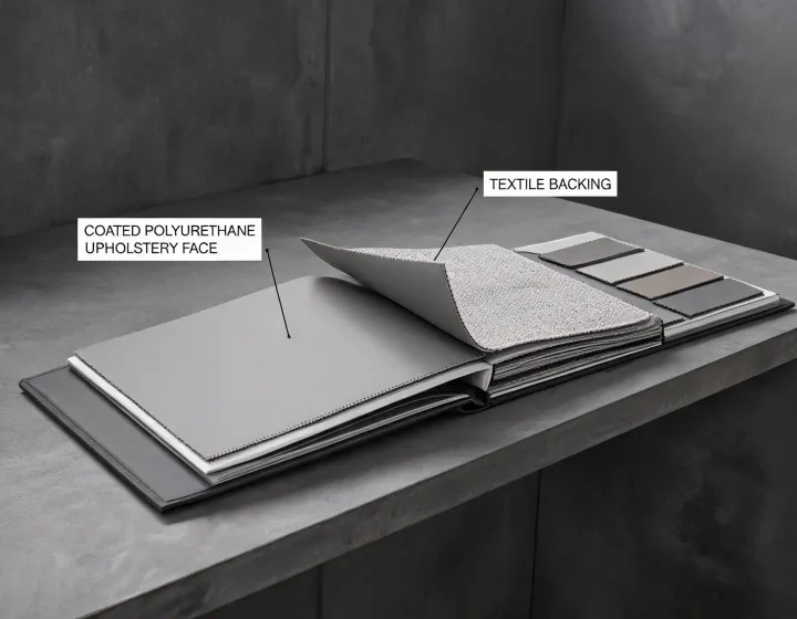 Polyurethane upholstery material library organized by collection